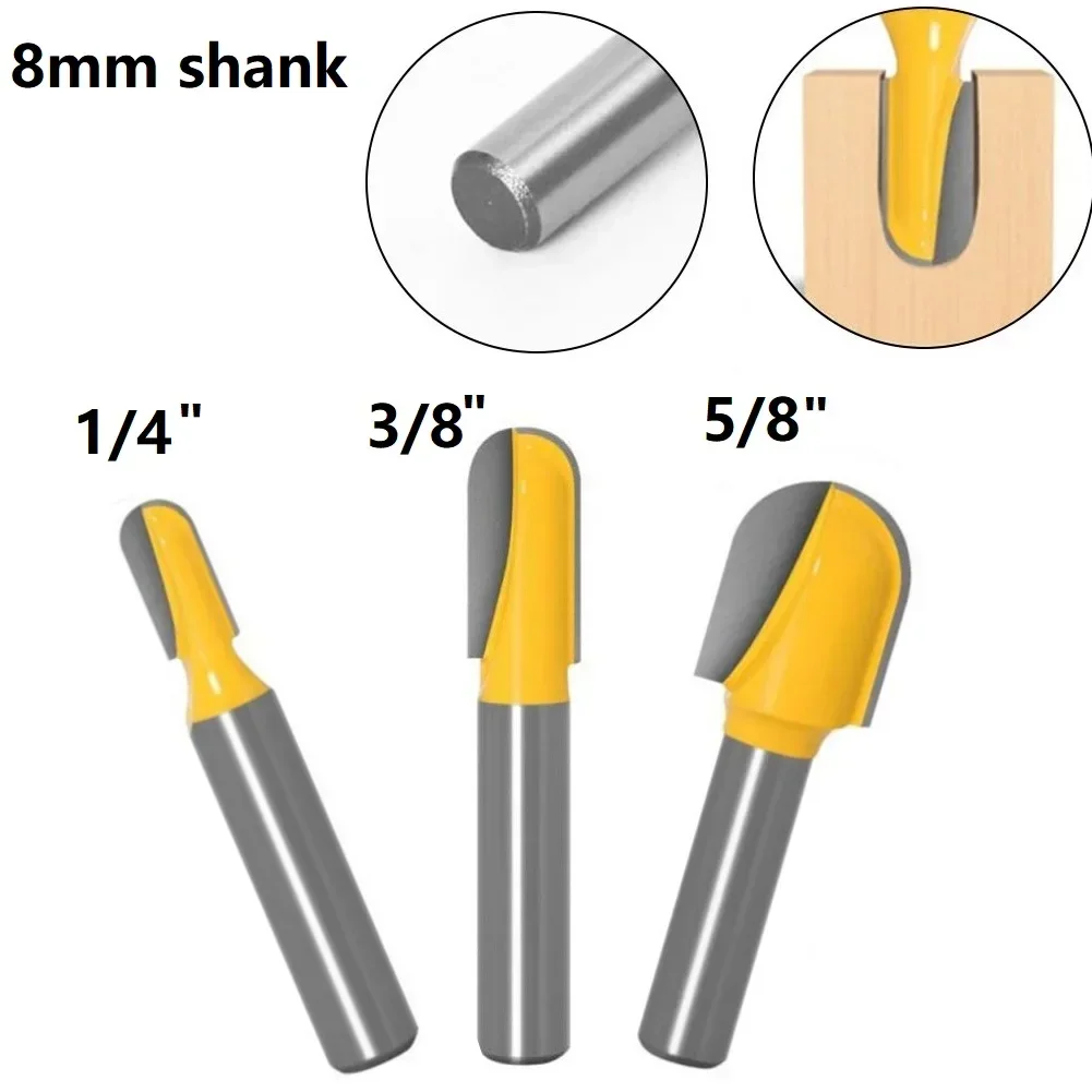 1pcs 8mm Shank Round Nose Wood Router Bit Milling Cutter Long Reach Core Box For Woodworking Hand Making Cutting Wood