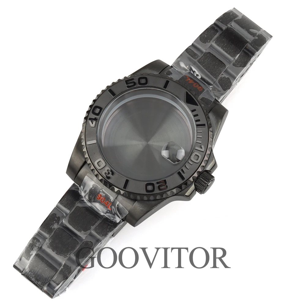 10ATM Dive 40mm NH35 Case Black PVD Fit NH35 NH36 NH34 GMT SUB Watch Case Steel Oyster Bracelet Sliding Buckle Saphhire Glass
