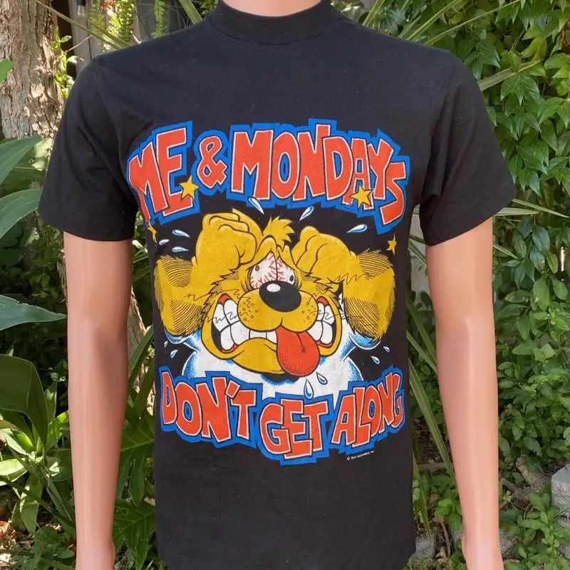 

I Hate Mondays T Shirt Vintage 80s Me & Mondays Dont Get Along USA Made Size M