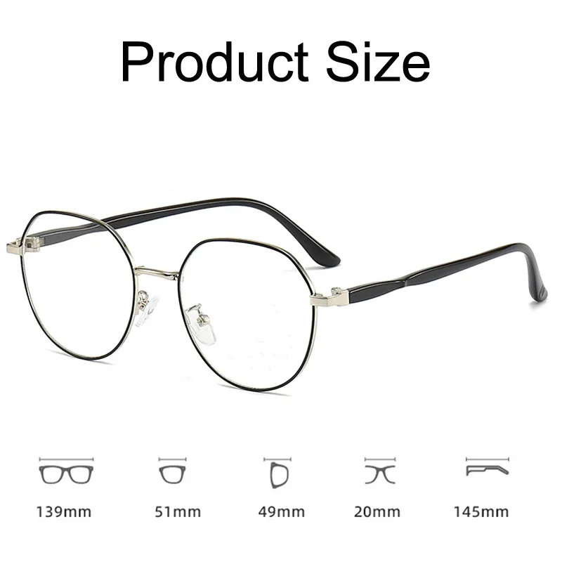 Anti-reflective Hyperopia Glasses Fashion Metal Large Frame Reading Glasses Women High Definition Anti-blue Presbyopia Eyewear