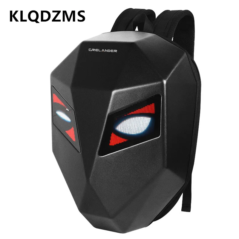 KLQDZMS Women's Backpack New Waterproof Motorcycle Riding Helmet Bag LED Shoulder Bag Men's ABS+PC Hard Shell Laptop Schoolbag