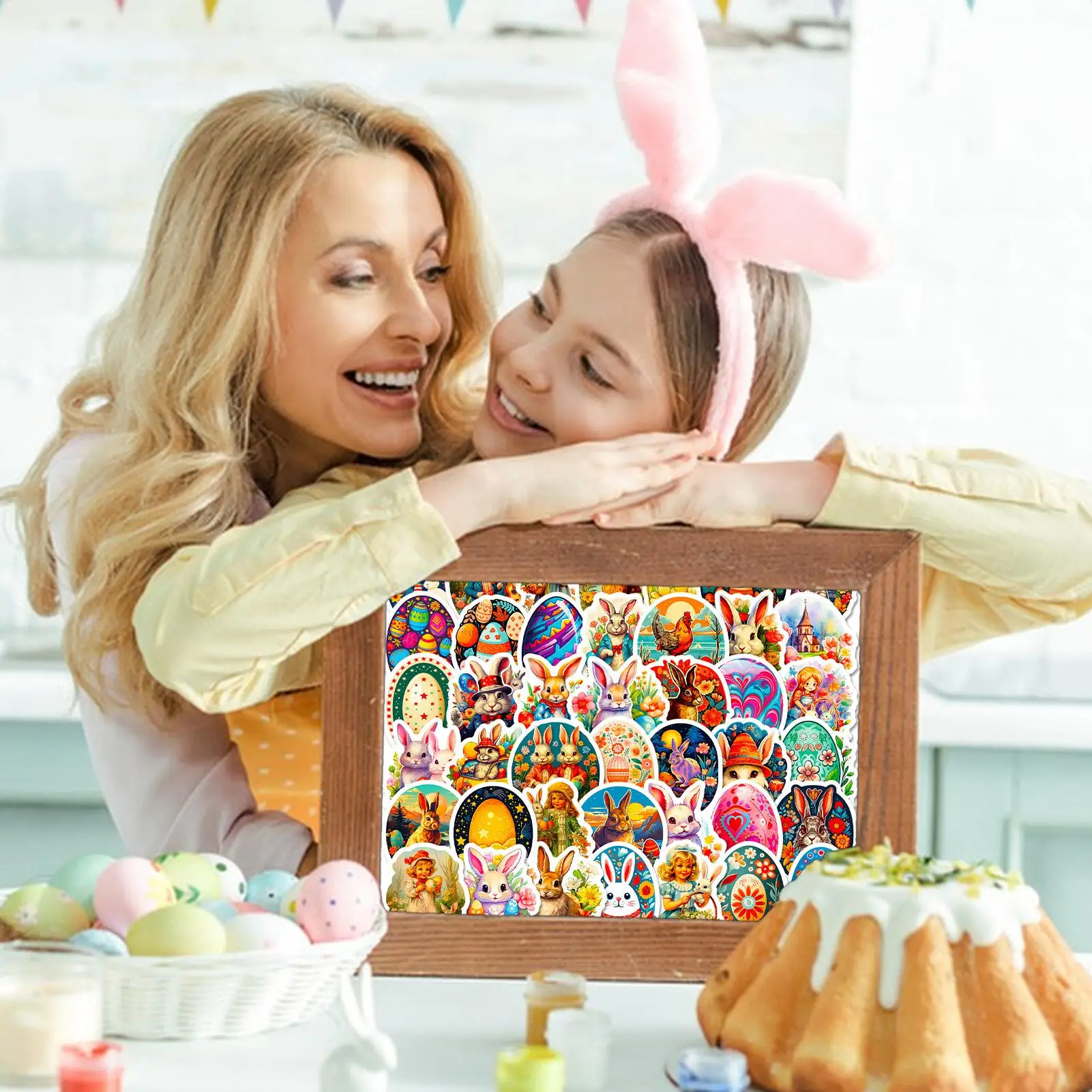 ملصقات بيضة عيد الفصح 50X شارات مقاومة للماء مع عيد الفصح الحيوان عنصر غير متكرر ملصقات عطلة عيد الفصح للأطفال المراهقين الفتيات #1