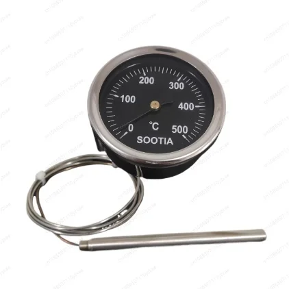 Industrial Oven Temperature Gauge 0-500°C/0-600°C - Stainless Steel Dial Thermometer with 1 Meter Cable for Pizza, Baking Kilns