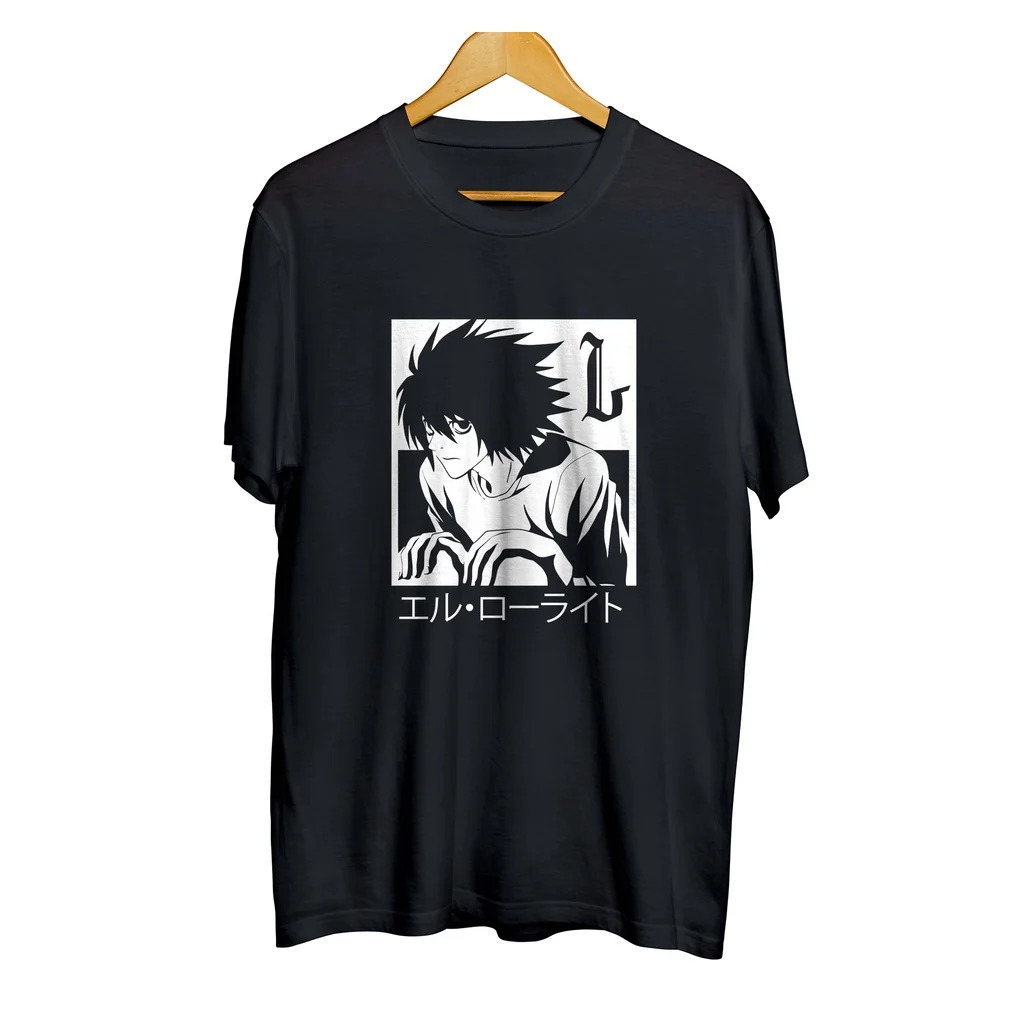 T-Shirts distro anime L-DEATH NOTE / L-LAWLIET - DEATH NOTE 100% cotton combed 30s