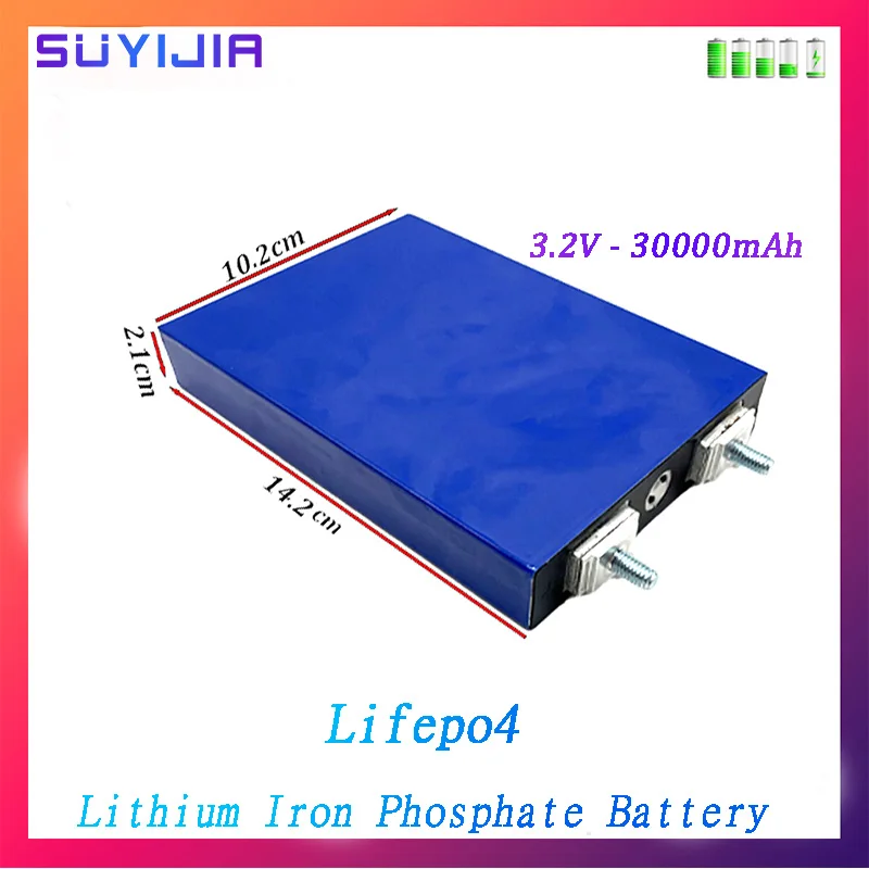 

Large Unit Lifepo4 3.2V 30Ah Lithium Iron Phosphate Battery for Solar Street Lights Solar Energy Storage UPS Power Supply RV