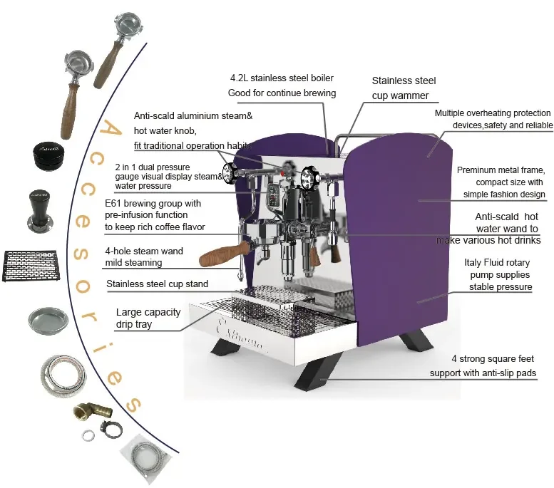 Macchina per caffè espresso professionale a gruppo singolo con pompa rotativa