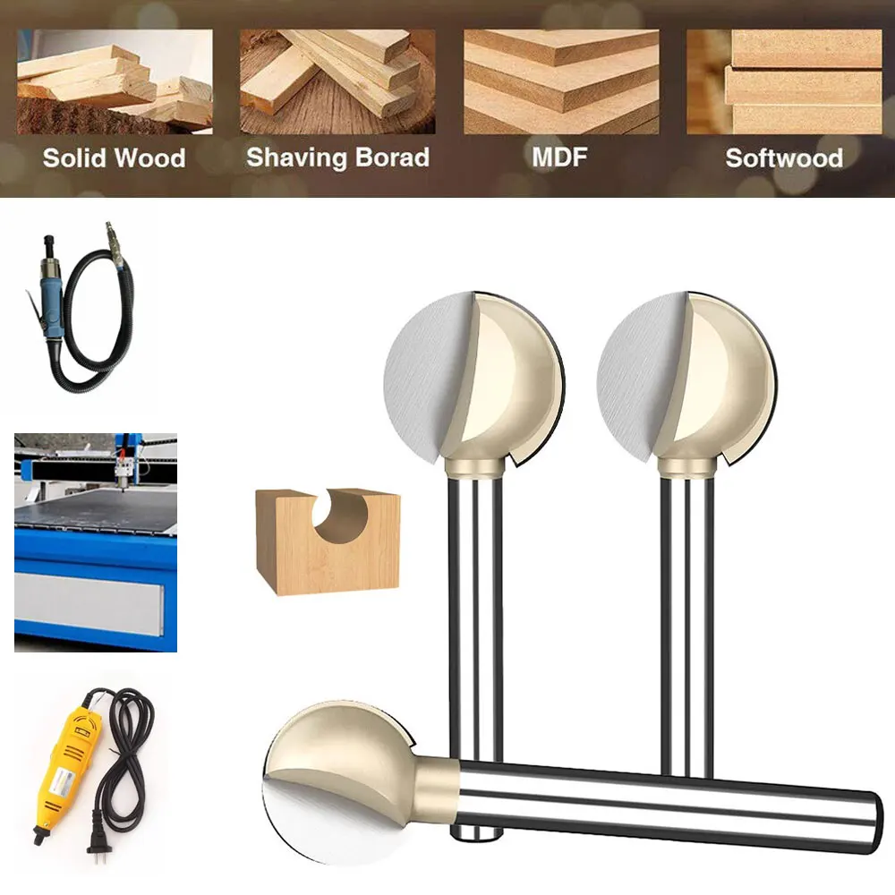 HUHAO 1pc 볼 코 라운드 조각 비트 3mm /6mm 목재 초경 볼 엔드 라우터 비트 용 생크 라우터 비트 CNC 밀링 커터 도구