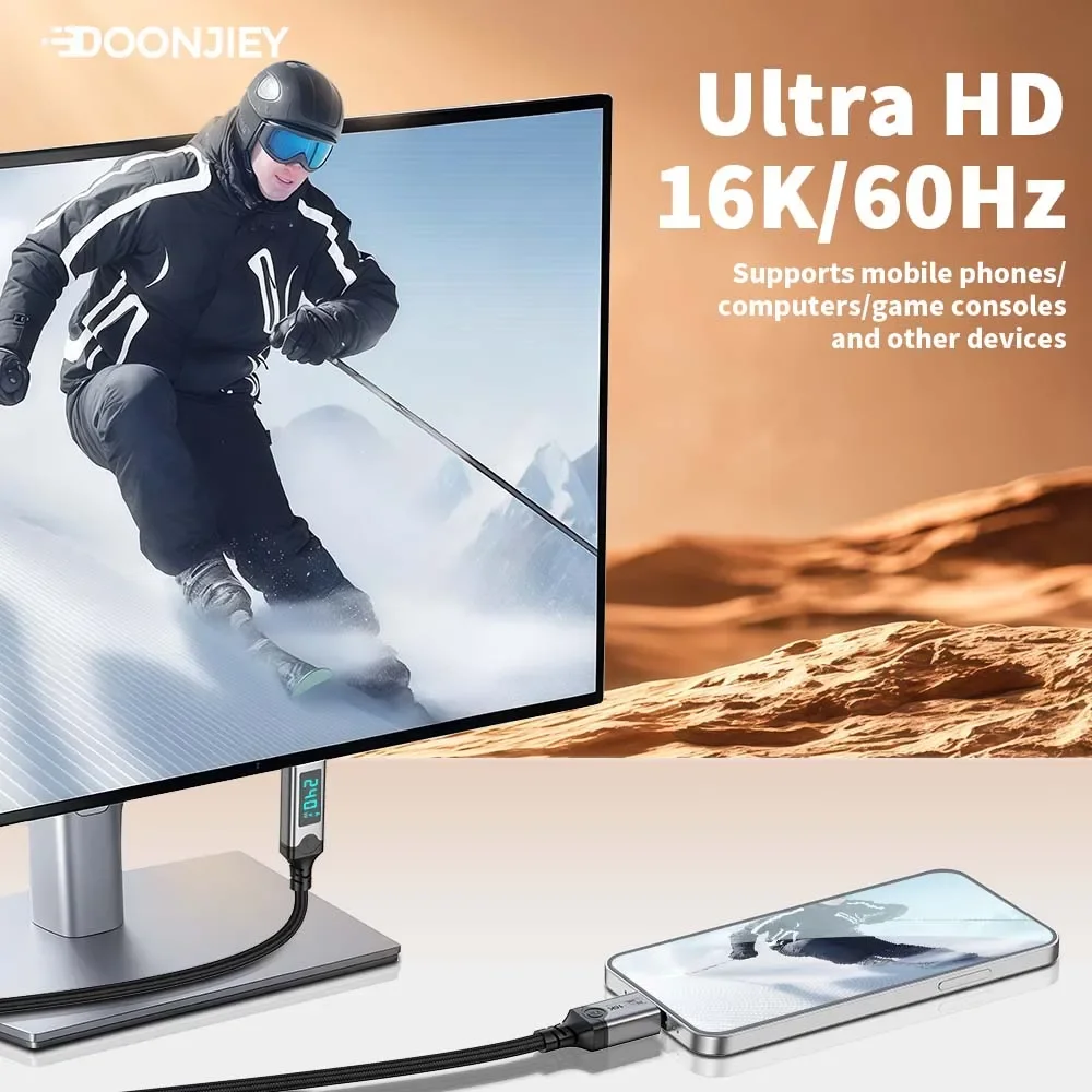 PD240W Fast Charging Thunderbolt 5 USB Type C Cable 80Gbps Data Transfer 16K/8K Video Wire Support Home Office USB C to C Cable view 6