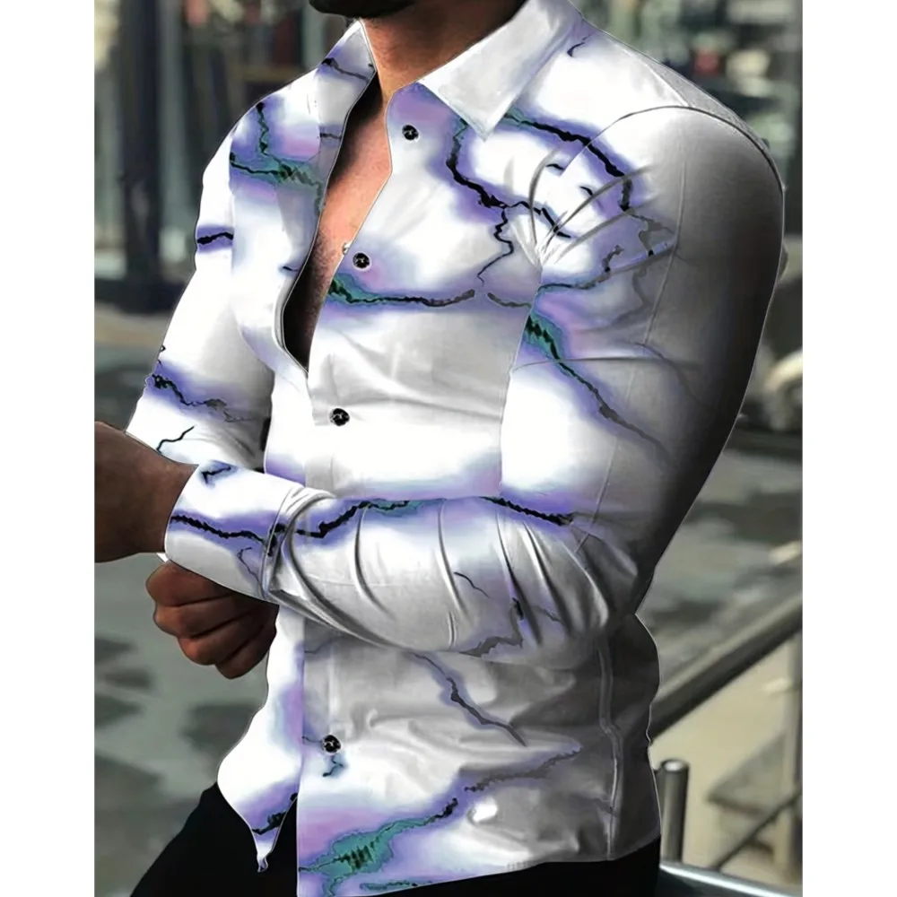 

Men's Casual Long-sleeved Single-breasted Shirt Cool 3D Prints Fashion Trend Simple Multi-functional Men's Long-sleeved Shirt