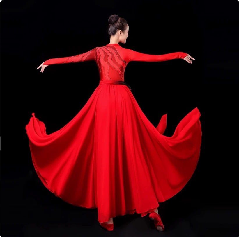 Classical dance elegant performance costume, Red Revolution Flame Dance costume, Ode to the Motherland performance costume