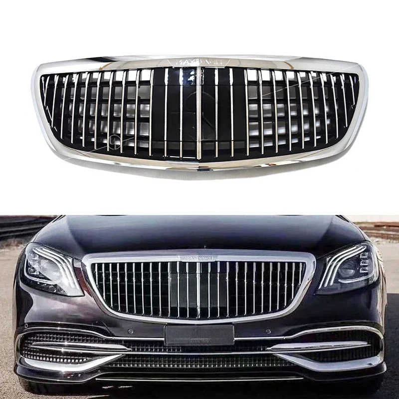 

May style ABS silver car accessories mesh grille with without ACC High-end version for 2014~2020y Mercedes Benz W222 S classcu