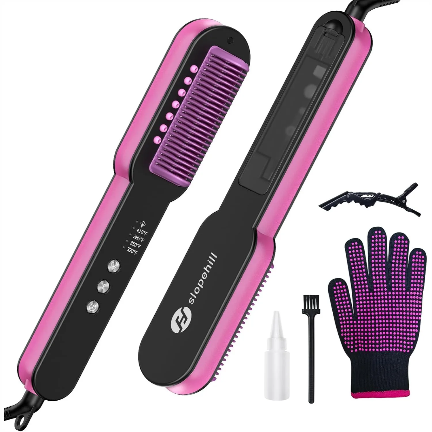 Steam Hair Straightener Brush  Ionic Steam Straightening Brush for Smooth, Frizz-Free Hair, Fast Heating, 4 Temperatures