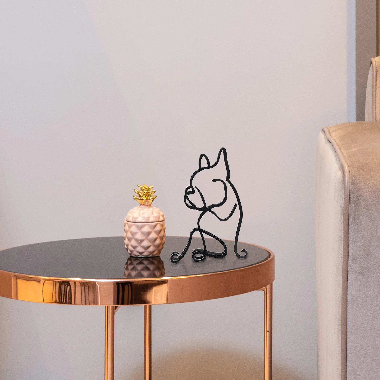 

Wrought Iron Bulldog Ornaments Desktop Decorate Room Animal Black Home Office