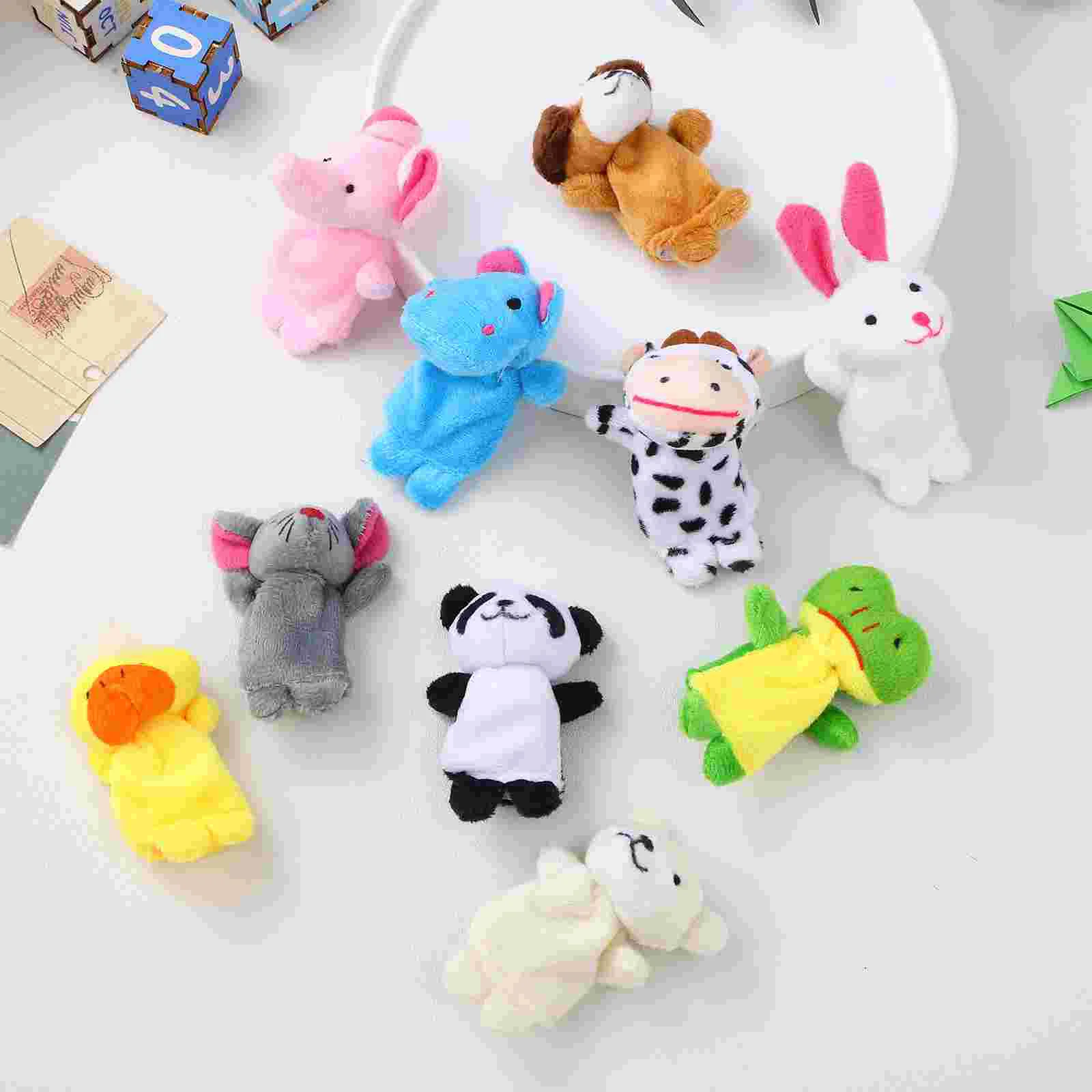 10 Pcs Finger Puppet Zoo Puppets Plush Hand Cartoon Animal Soft Dolls Toy Toys Kids for