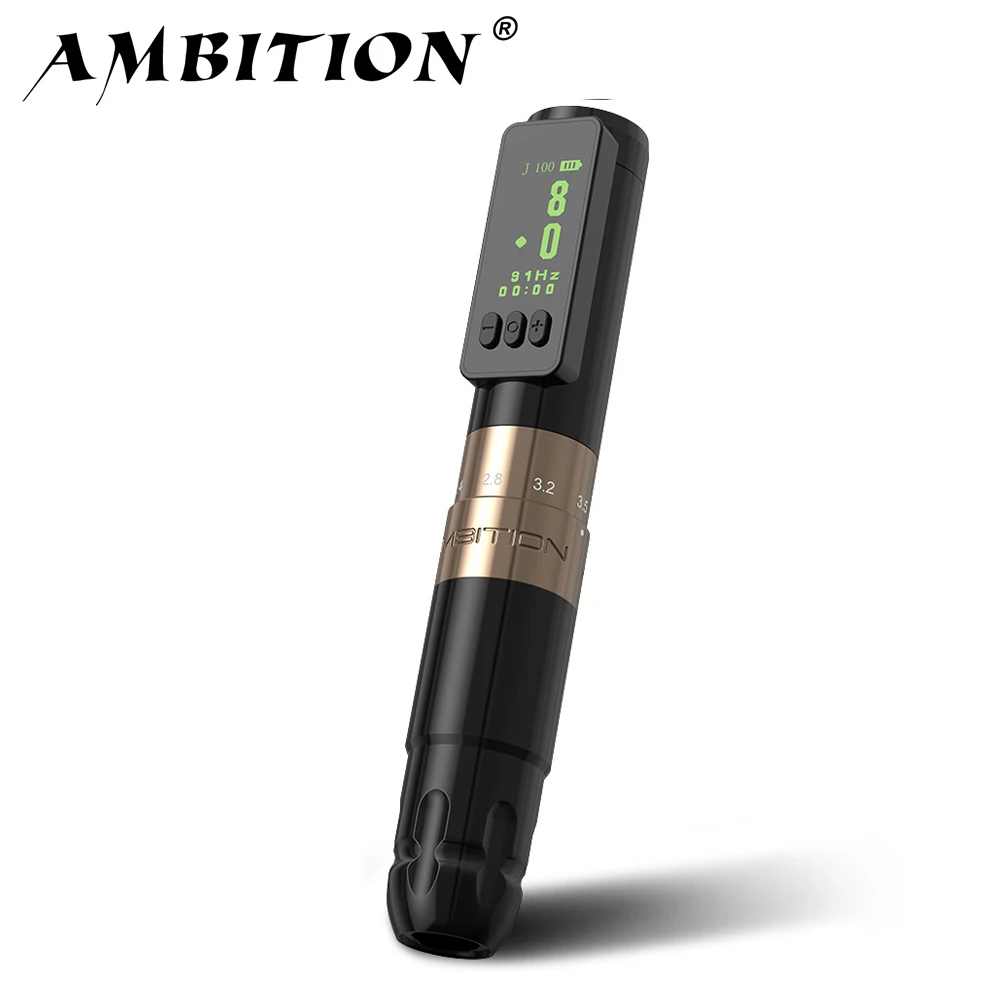 Ambition Sally Wireless Machine Tattoo Pen 2.0mm-3.5mm Rotary Permanent Makeup Adjustable Stroke Coreless Motor Tattoo Supplies
