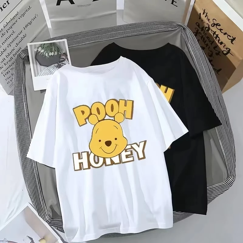 

Модная мужская и женская повседневная хлопковая футболка с короткими рукавами и принтом медведя Диснея, Harajuku, лето 2021, топ с круглым вырезом Y2k