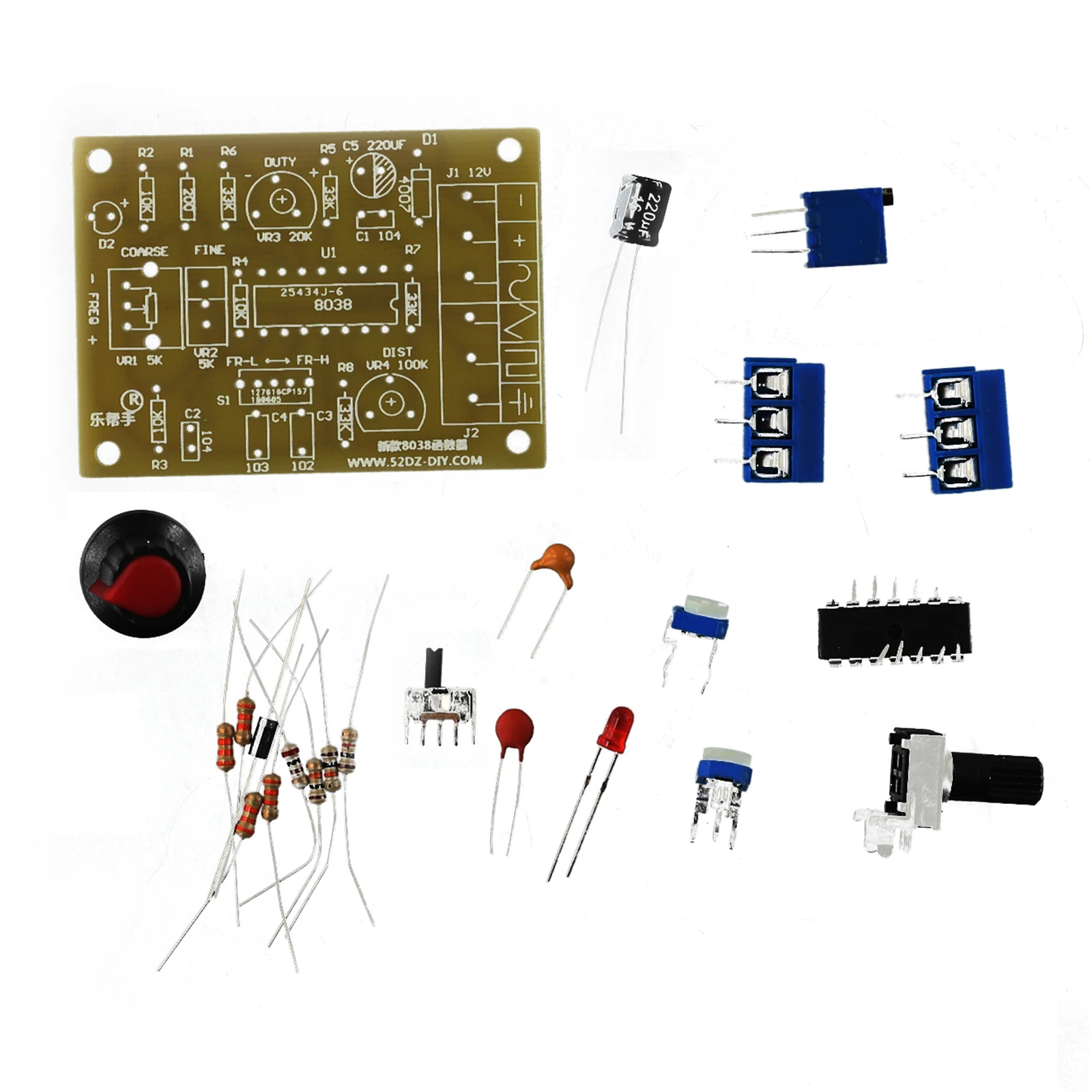 DIY Electronic Kit Signal Generator Kit Circuit Board 42*58mm ICL8038 Resistive Element Single -piece For Electrical Testing