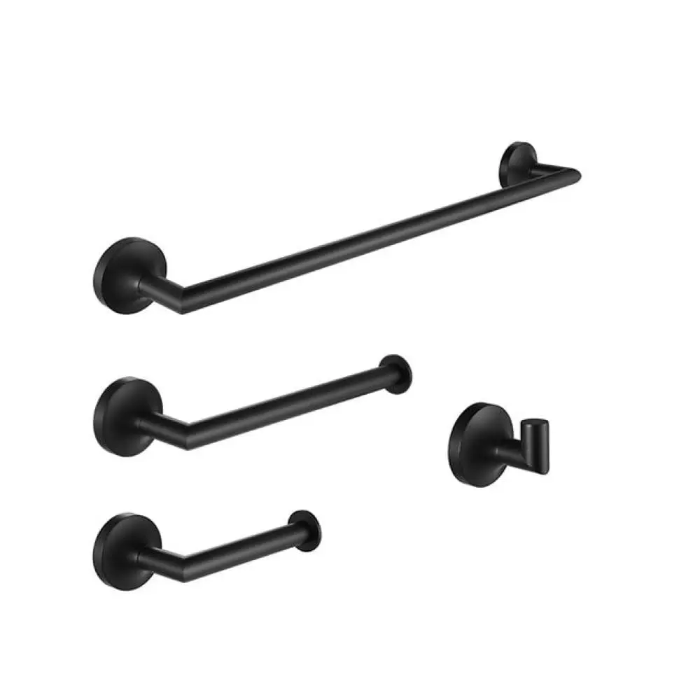 

Matte Black Stainless Steel Bathroom Accessories Set Wall Mount Shelf Toilet Paper Holder Robe Hook Towel Bar 4 Pcs Customized