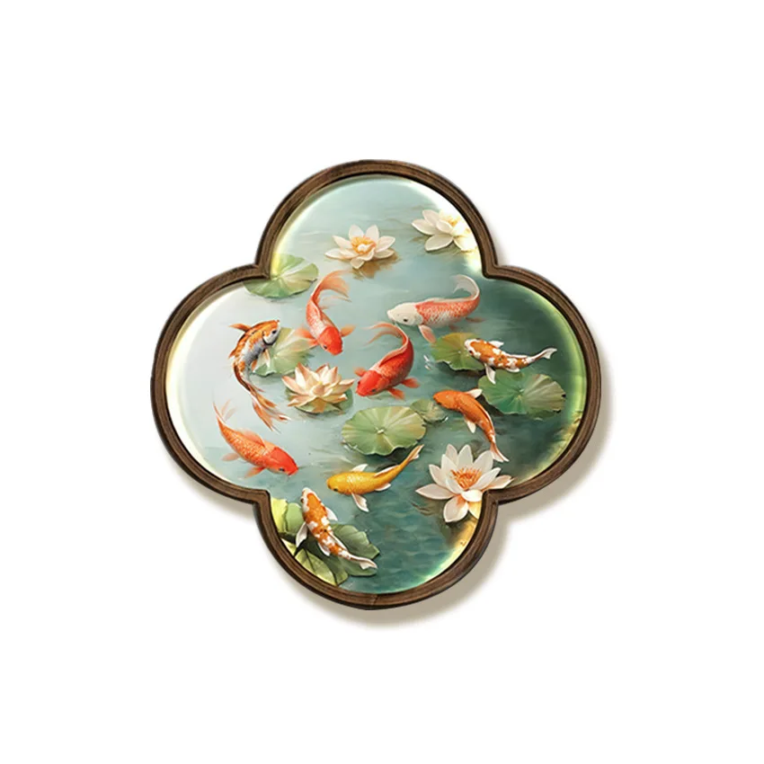 DSA new Chinese style nine fish picture entrance decorative painting lotus plum blossom shaped corridor hanging painting tea