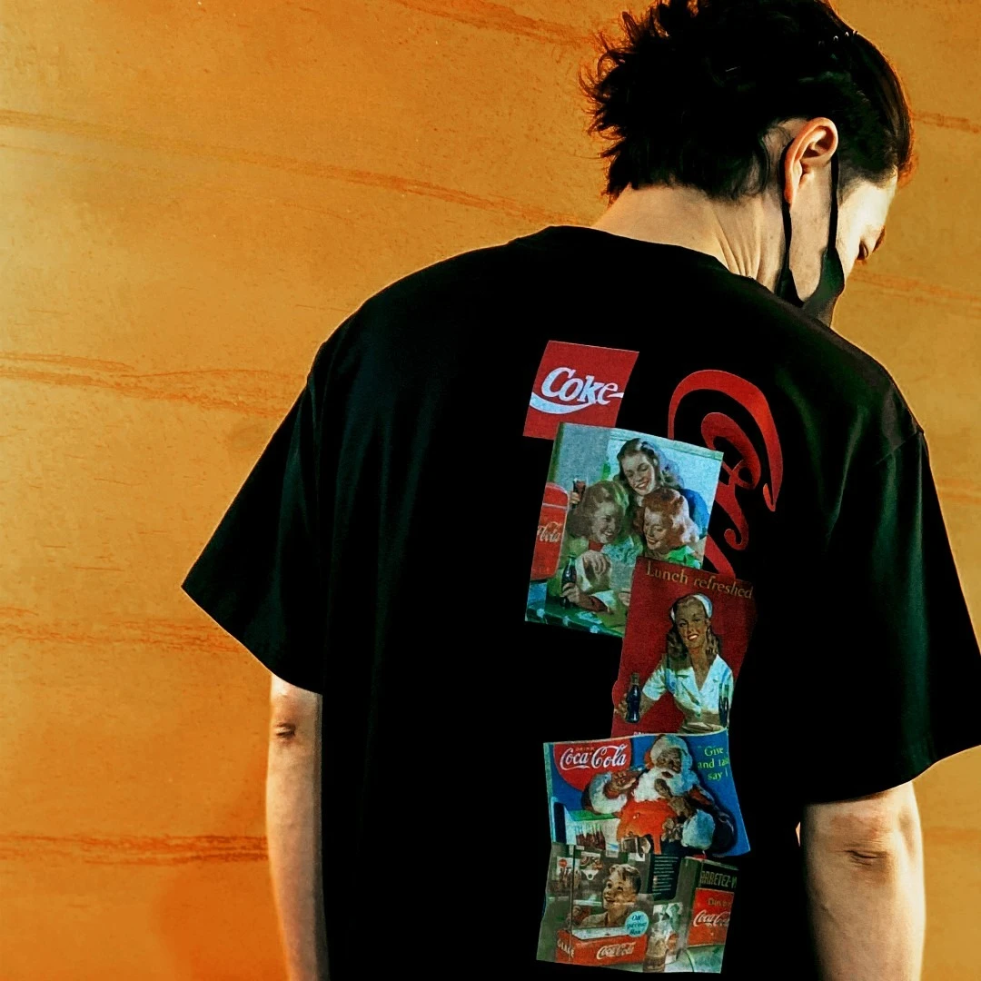 2026 Double-sided Embroidered Retro Coke - Heavyweight Insulated Men's and Women's Trendy Street-Wear Multi-Functional T-Shirt