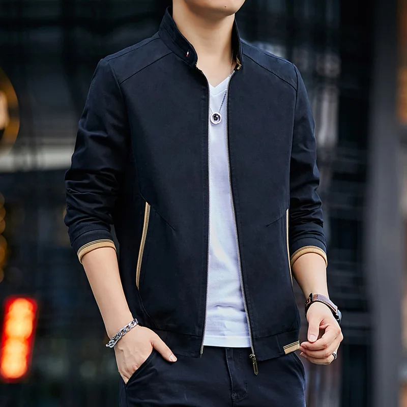 Men's Reversible Jacket Trend Polyester Casual Baseball Uniform New Spring and Autumn Clothes Male Double Sided Zipper Coats