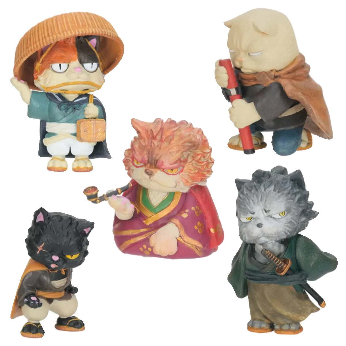 Japan Genuine Qualia Edo Period Drama Ancient Chivalry Werewolves Assassins Samurai Cats Gachapon Toy Model Ornament Gifts