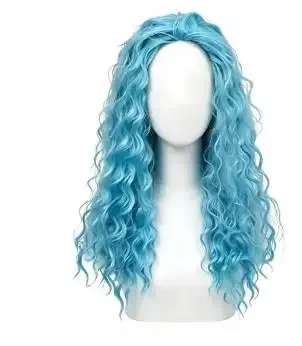 Synthetic Hair Long Wavy Blue Braided Wig Fantasy Villain Heir Princess Descendants Wicked Wonderland Cosplay Wig for Halloween