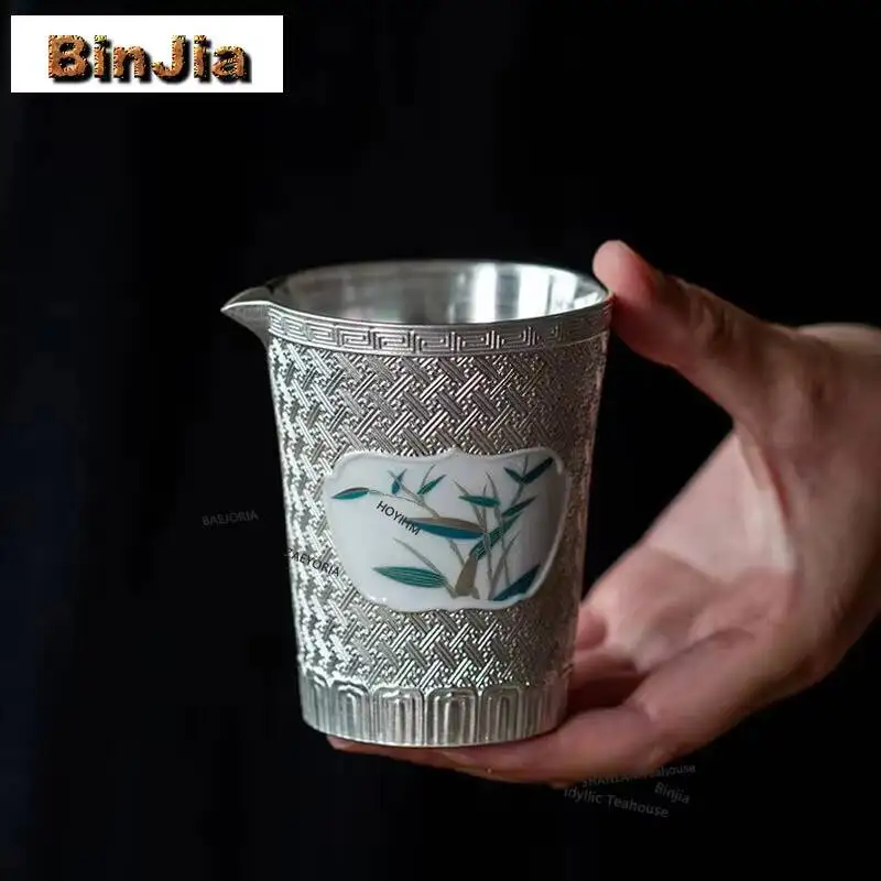 180ml Gilded Silver Window Bamboo Tea Pitcher Pour Tea Serving Cup Fair Cup Cha Hai Dispenser Justice Cup Fair Mug Cha Supplies