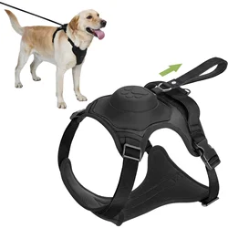 ATUBAN 2-in-1 Dog Harness,No Pull Pet Harness with Self-shrinking Leash,Auto Lock Function to Stop Dog Suddenly Running,Training