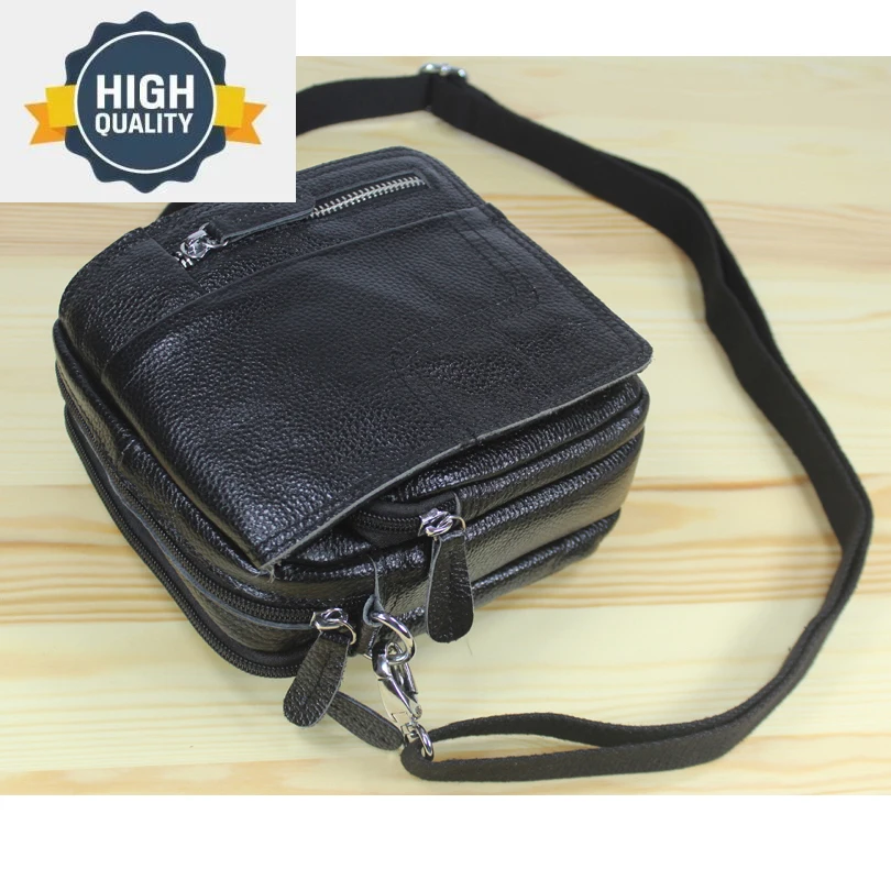 

100% Fashion New Genuine Leather Messenger Bags For Men Leisure Shoulder Sling Male Casual Small Crossbody Black M152