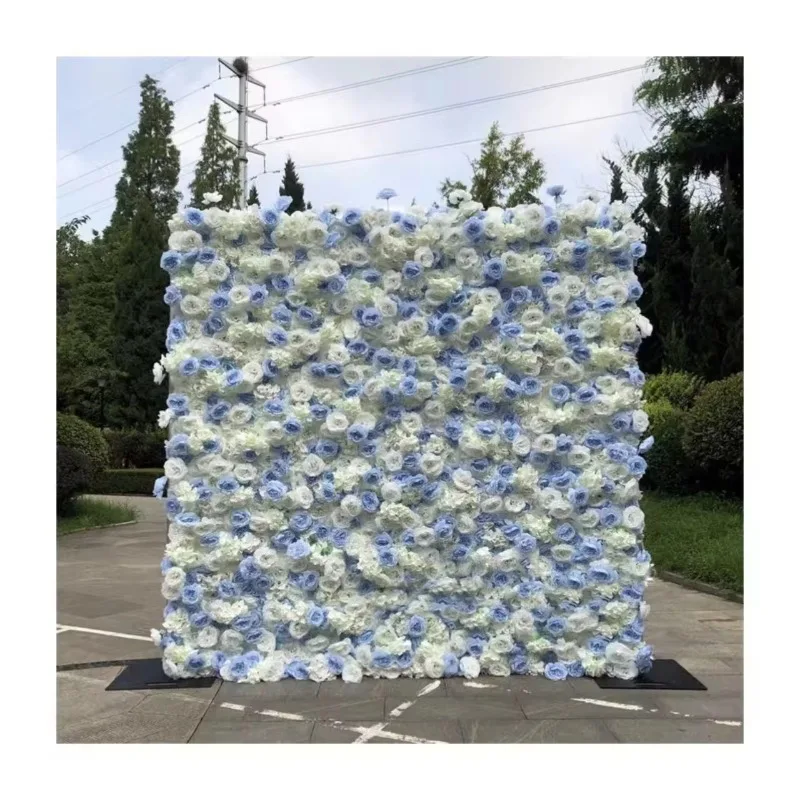 Parete di fiori artificiali roll up flower wall per fondale di nozze