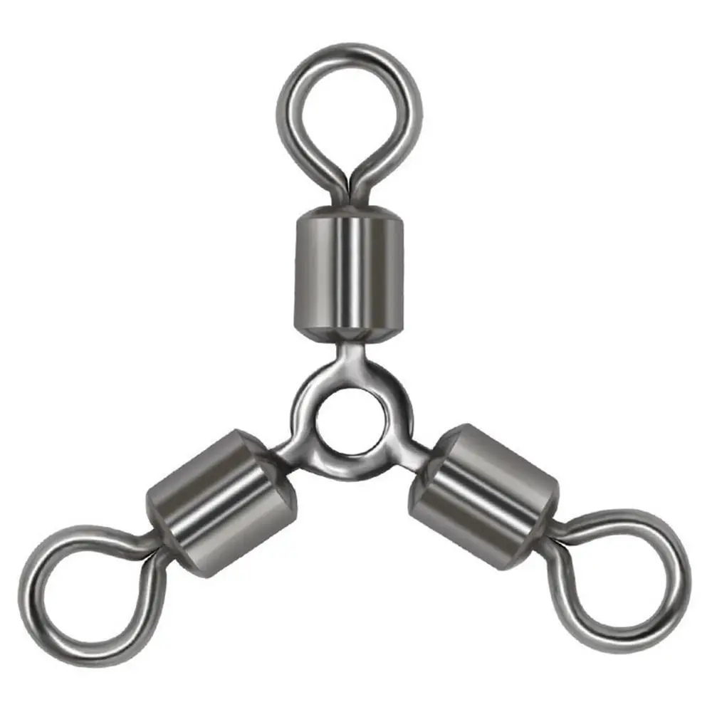 20Pcs/lot Three Way Rolling Swivels Fishing Connector Carbon Steel Bearing Rolling Swivels Accessories Fishhook Tackle