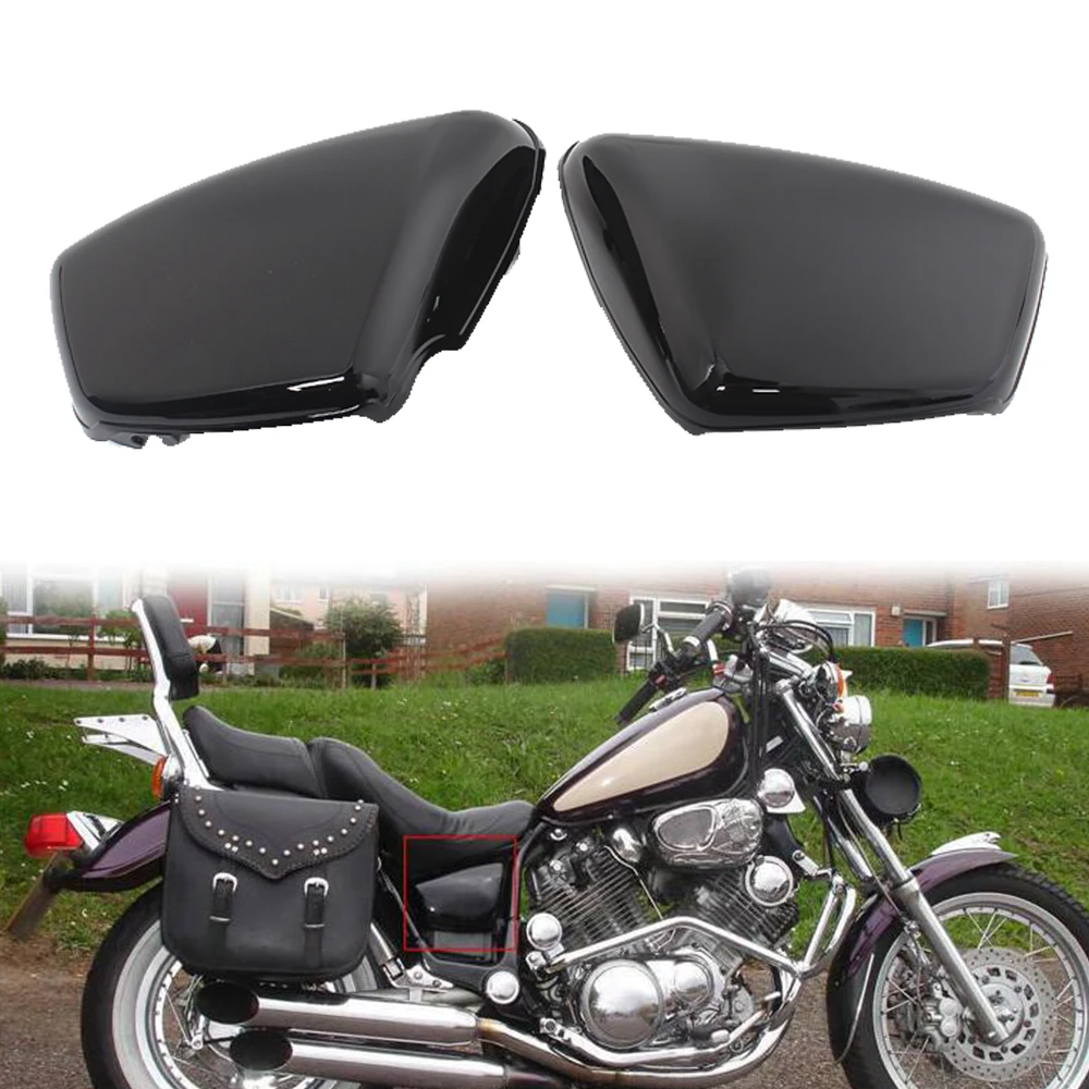 

Motorcycle Left Right Side Battery Fairing Cover For Yamaha XV700/750/1000 /1100 Virago Black/ Chrome Protection Guard Cover