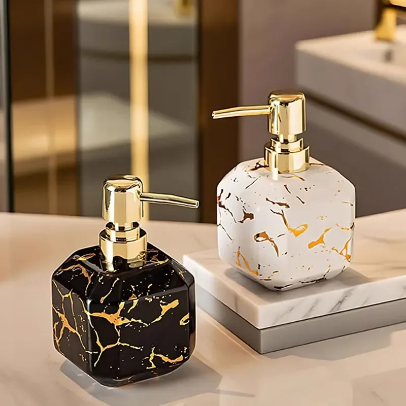 

380ml soap dispenser ceramic marble lotion bottle bathroom household shower gel hand washing liquid shampoo bottles