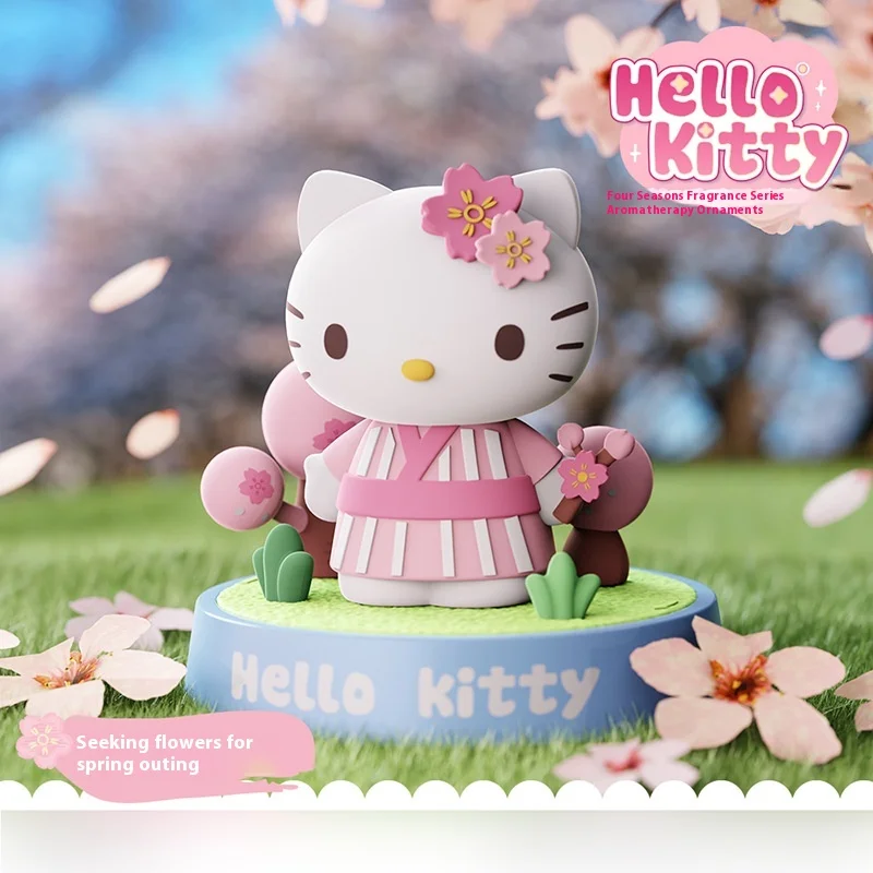 Miniso Hellokitty Collect Commemorative Figurines Cure Lovely Kawaii Auspicious Birthday Festival  Aromatherapy Car Figurines