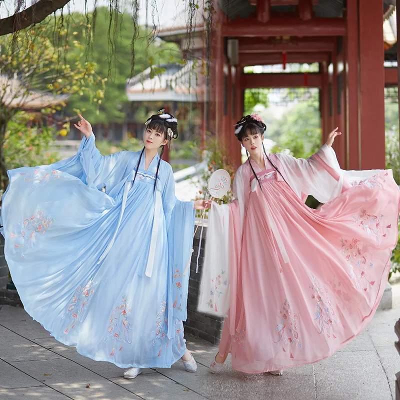 Pink Hanfu Women Chinese Traditional Embroidery Dress Dance Fairy Costume Cosplay Female Princess Clothing Carnival 2022 3PCS