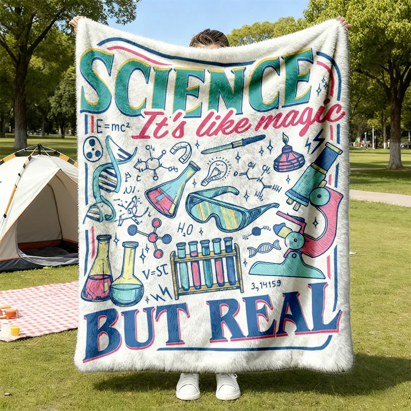 Science It's Like Magic But Real Soft Blanket, Science Teacher Comfy Blanket, Women in Flannel, Funny Gift for Scientist