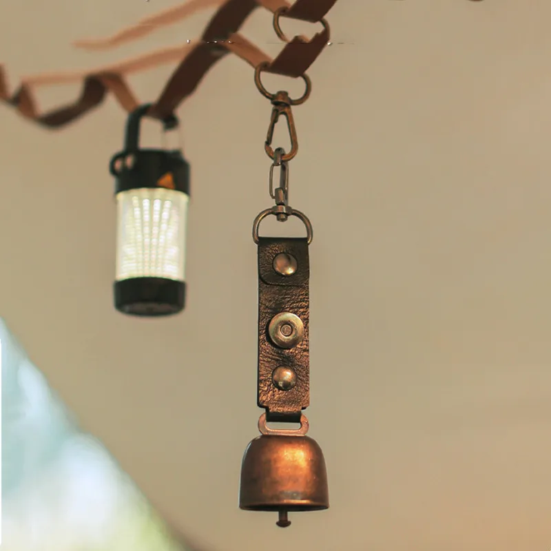 Room Retro Wind Chime Hanging Camping Ultralight PU Leather Keychain Pendant Outdoors Sunshine Catcher Bedroom Decor Forest Bell