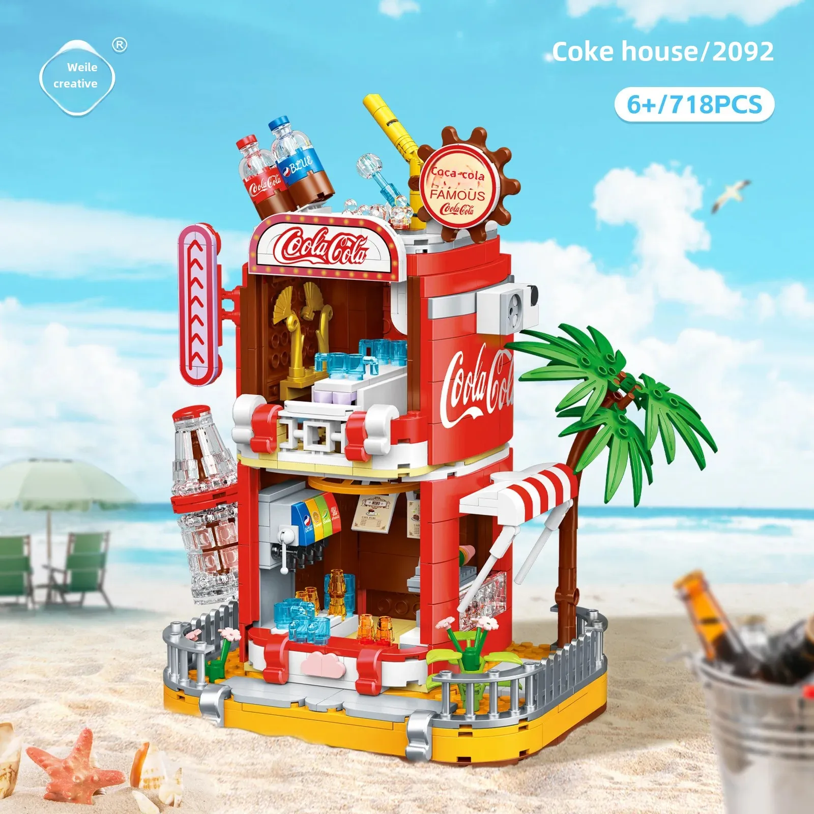 Unique Imagination Coca-cola House Coffee Shop Display Piece Compatible Lego Blocks Educational Assembled Toy For Children