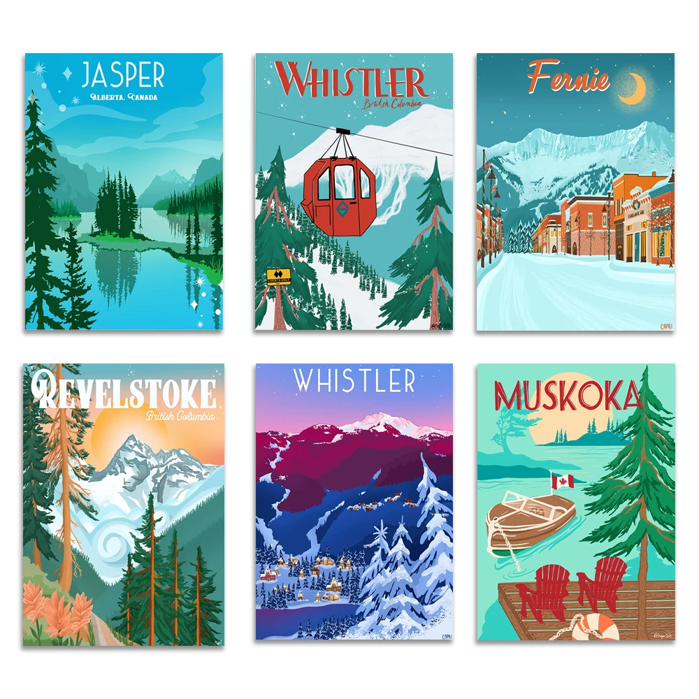

Whistler Poster, Niagara Falls, Quebec City, Vancouver Island, Fairy Creek, Kitsilano Beach, Georgian Bay, Columbia Travel Poste