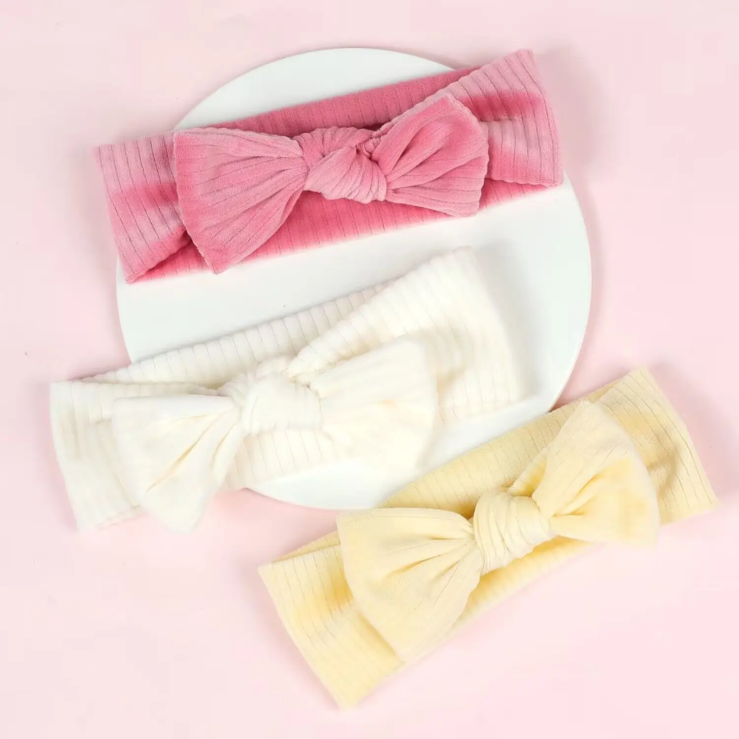 36pc/lot New Solid Corduroy Hair Bows Headband Baby Girls Bowknot Elastic Hairbands Newborn Kids Hair Accessories Wholesale