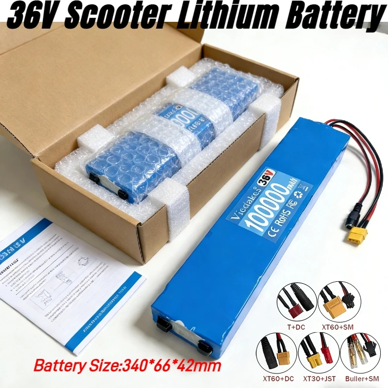 Ultimate Compatibility 10S3P 36V Scooter Battery Supports XT60+DC, XT60+SM, XT30+JST, T+DC Connections 36v battery lithium 100ah
