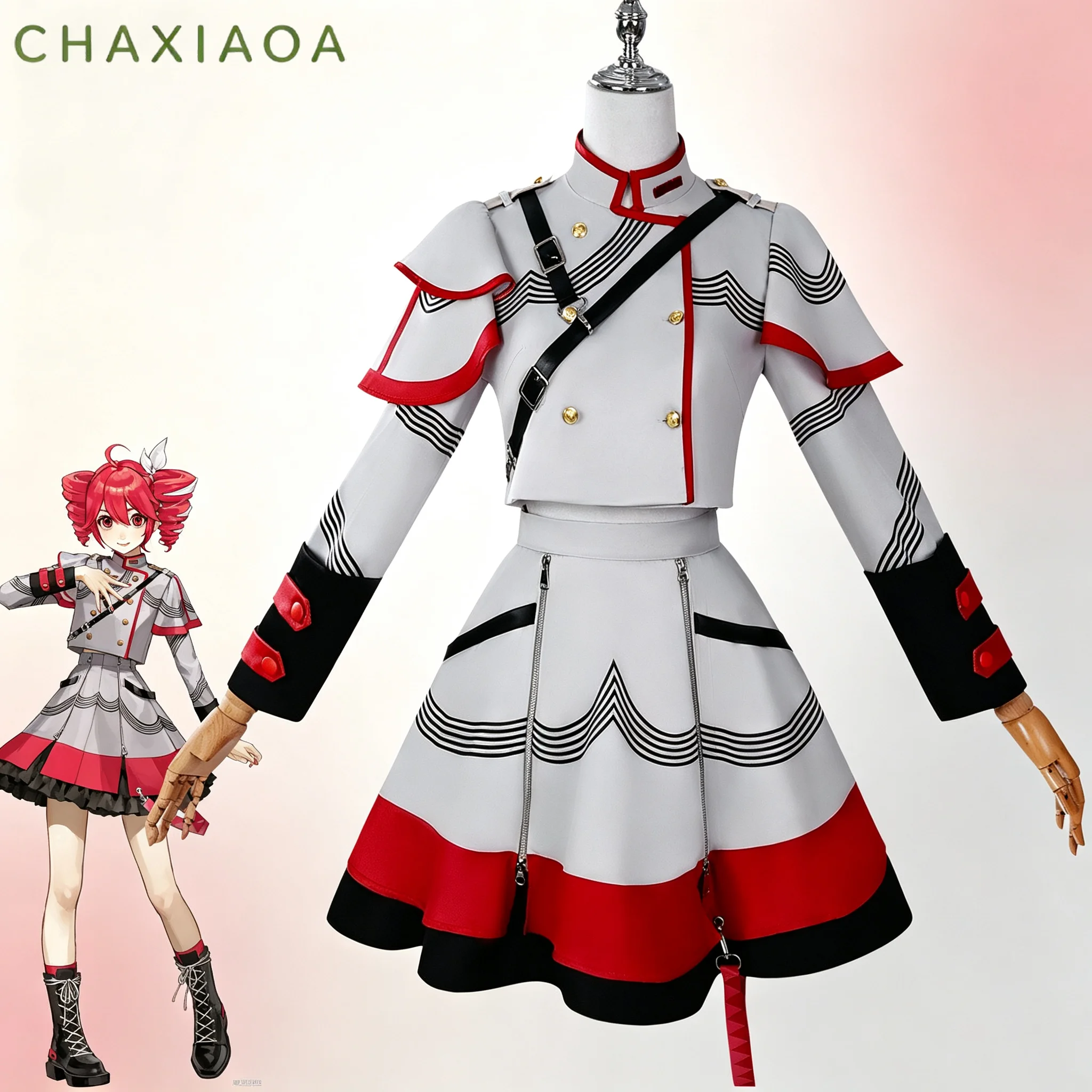 Kasane Teto Cosplay Costume Women White Uniform Full Set Virtual Idol Cos Outfit Halloween Carnival Comic Con Party Dress Suit