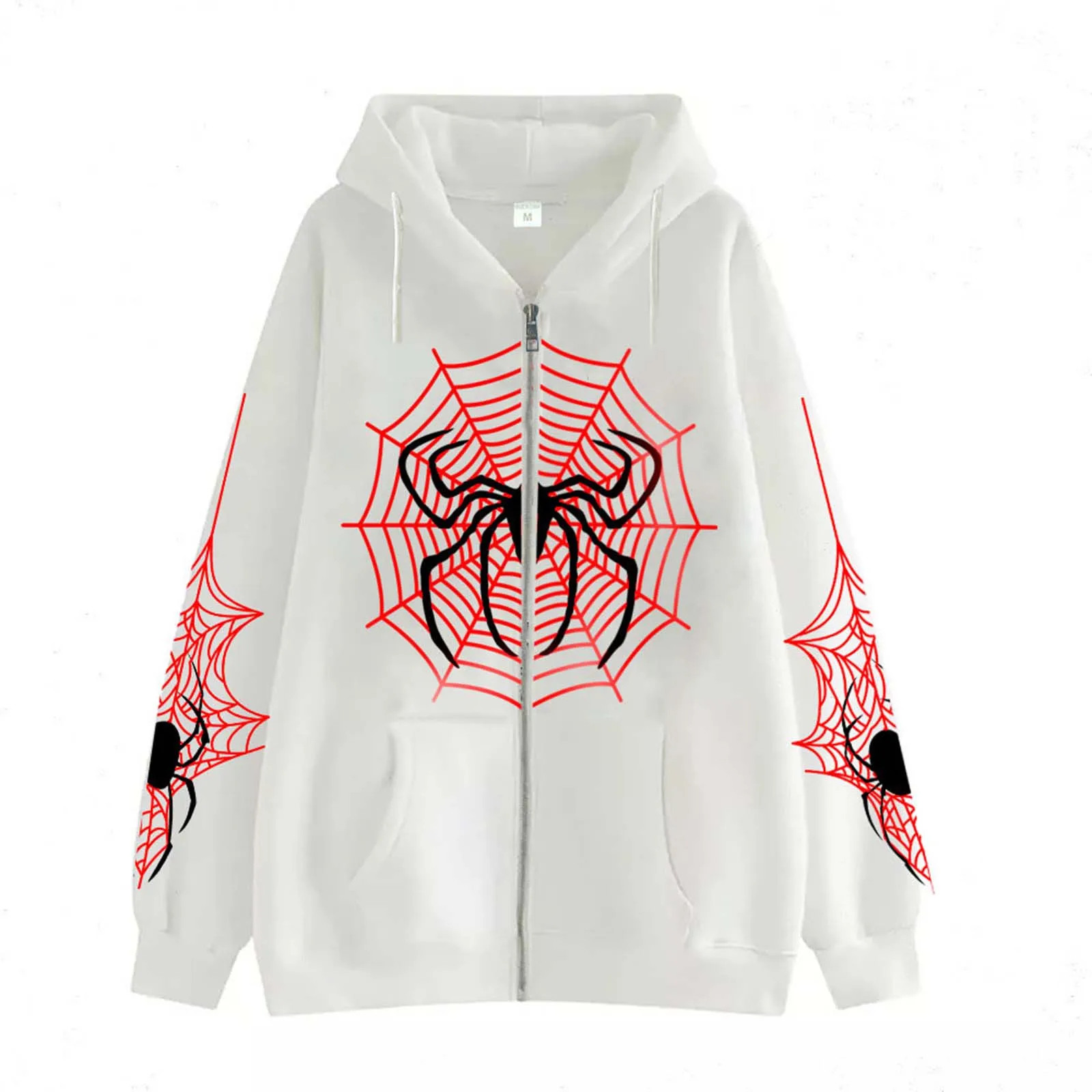 

Spider Cobweb Zipper Hoodies Retro Gothic Hip Hop Streetwear Hoodie Women Men Fashion Oversized Sweatshirt Couples Jacket Coat