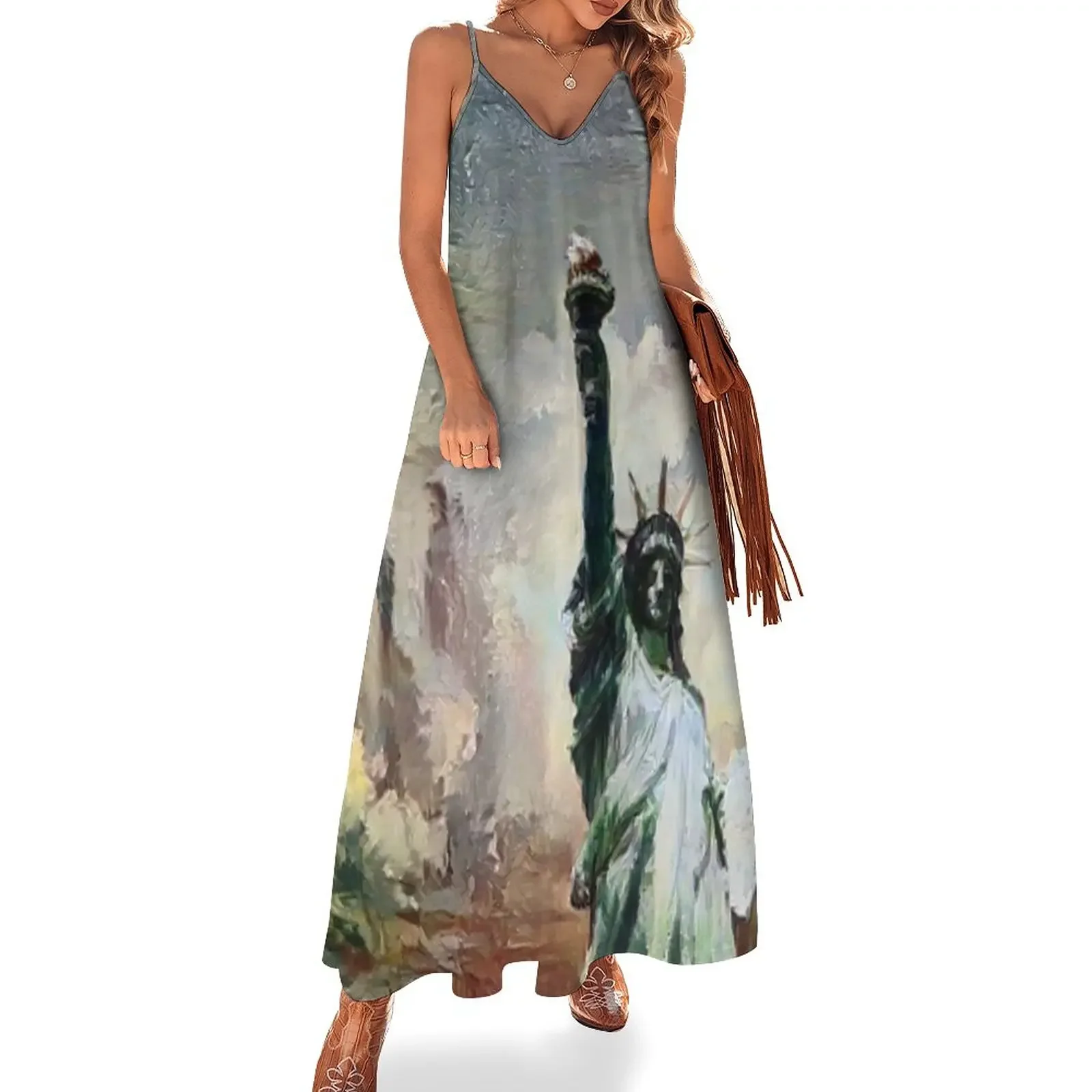 

statue of liberty original color Sleeveless Dress elegant women's dresses sale Summer skirt prom dress 2025 Dress