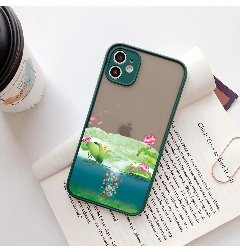 For iPhone X XS MAX XR Hand Painted Landscape Case iPhone 7 8 Plus SE 2 12 13 14 11 Pro MAX Hard Shock Resistant Case