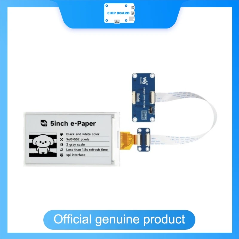 

Waveshare 5inch e-Paper E-Ink Display 960×552 Black White SPI Interface, Ultra-Low Power Wide Viewing Angle Paper-Like Screen