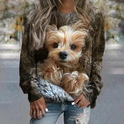 Cute Dog 3d Print Hoodie Women Fashion O-neck Hoodies Women Sweats Animal Coat Cat Clothes Casual Long Sleeve Sweatshirt Female