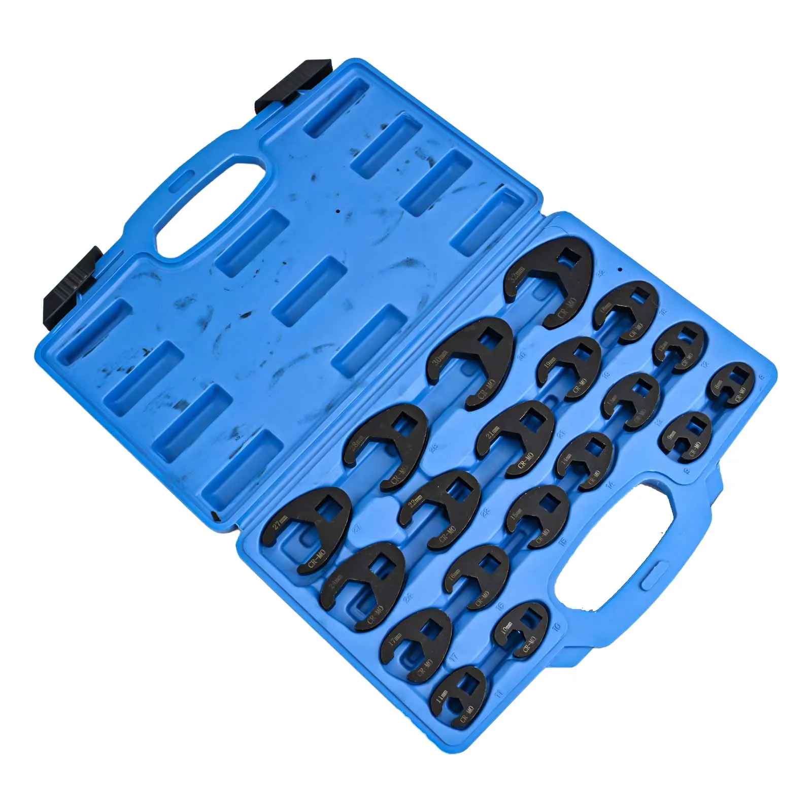 19pcs Metric Tool Crowfoot Flare Nut Wrench Set 3/8 and 1/2 Drive 8 32mm Sizes Industrial Grade Chrome Moly Steel