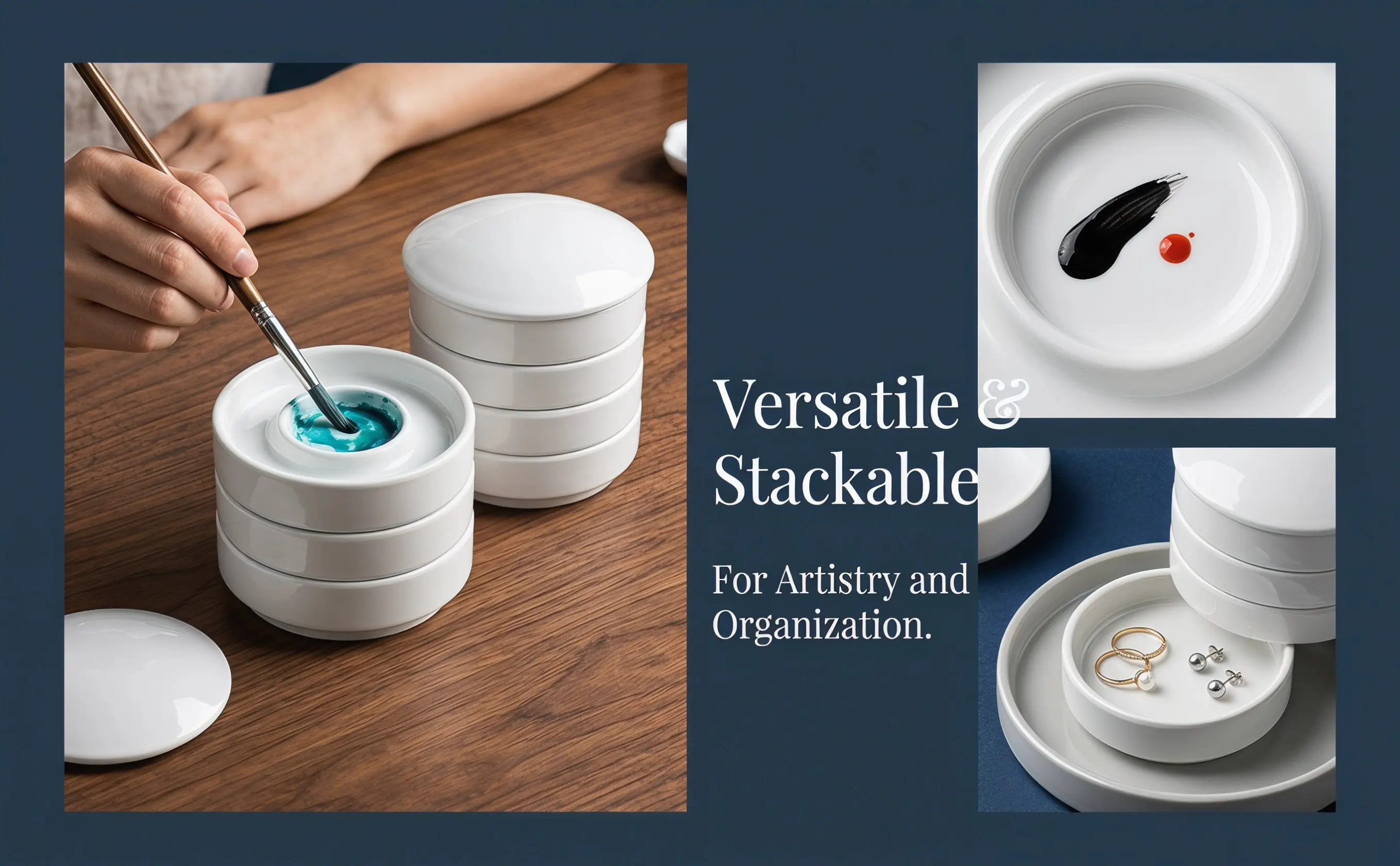 Five Layers Pigment Plate Ceramic Ink Dish Color Mixing Tray Watercolor Painting Tool Paint Tray Ceramic Ink Dish